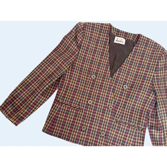 Vintage DAVID N 80s / 90s Plaid Checkered Blazer / jacket Size Small - Picture 5 of 8